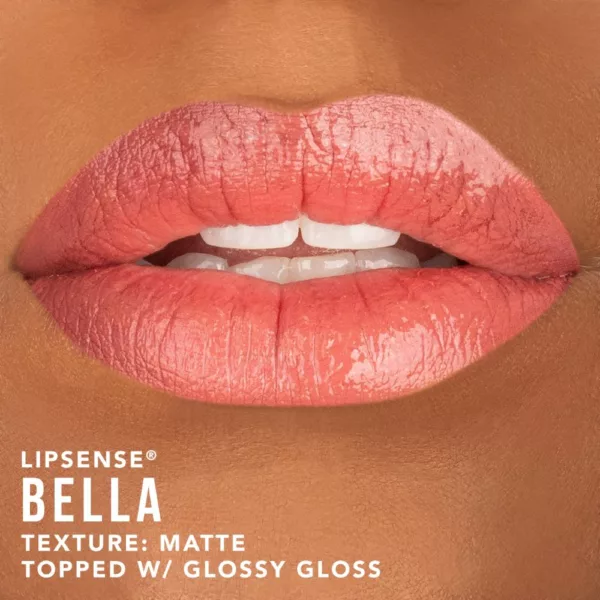 Image of lips wearing Bella LipSense on a woman with a deep skin tone.