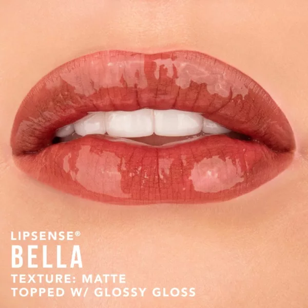 Image of lips wearing Bella LipSense on a woman with a light skin tone.